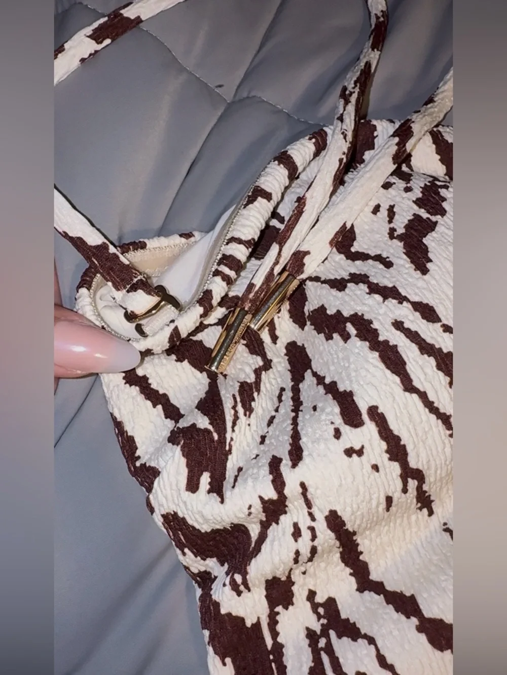 Rebecca Minkoff woman  size large  & White Zebra-Print One-Piece Swimsuit - Picture 4 of 9